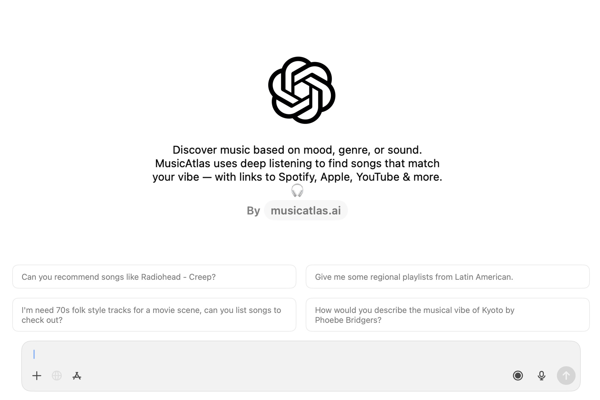 MusicAtlas GPT screenshot